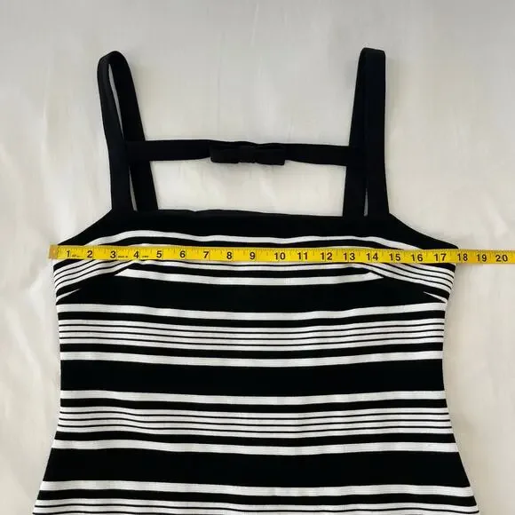 Anthropologie Hutch NWT Sleeveless Square Neck Black White Stripe Mini Dress - Picture 4 of 14